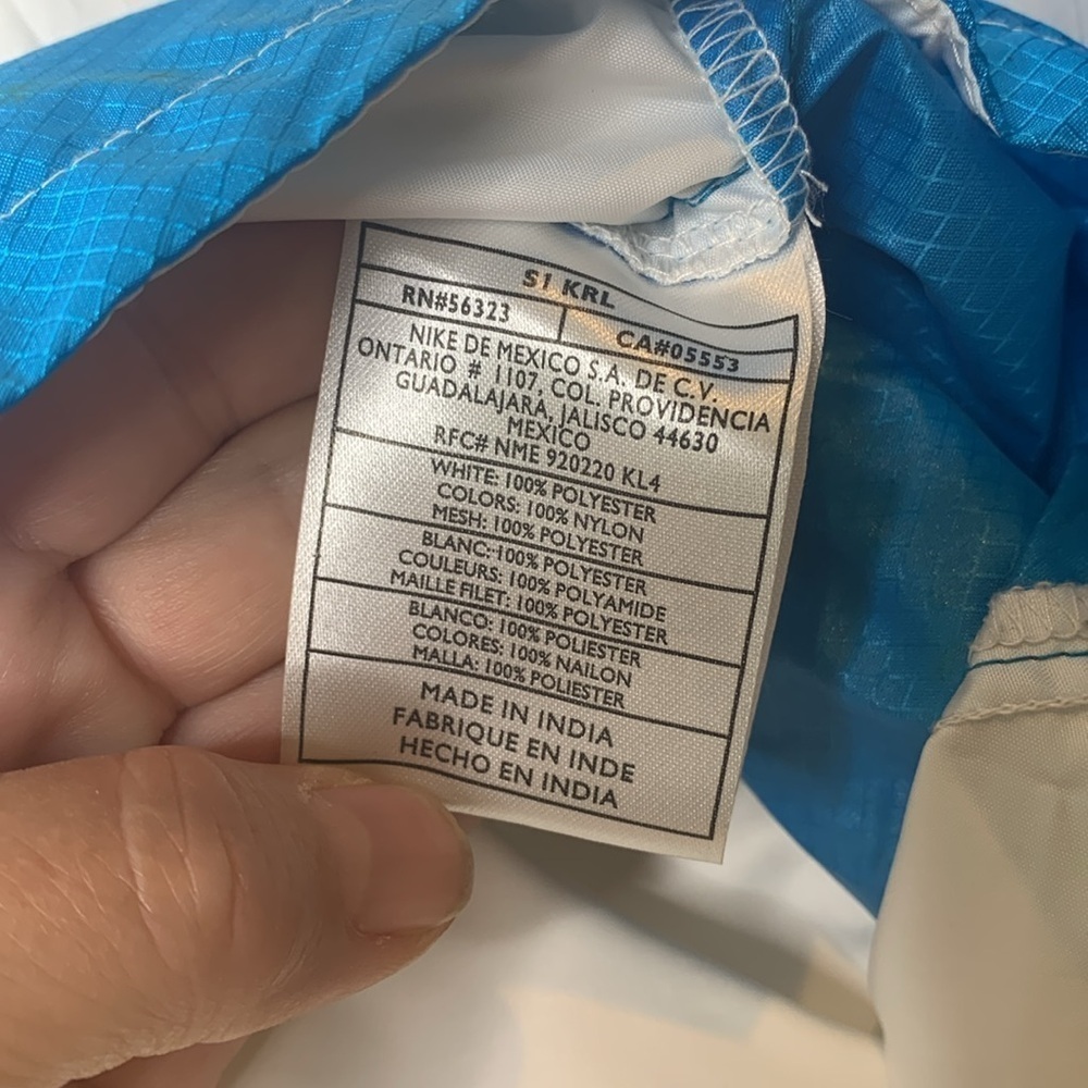 Nike | Vintage Blue White Oversized Classic Swoosh Windbreaker Jacket L 12/14 - Picture 14 of 17